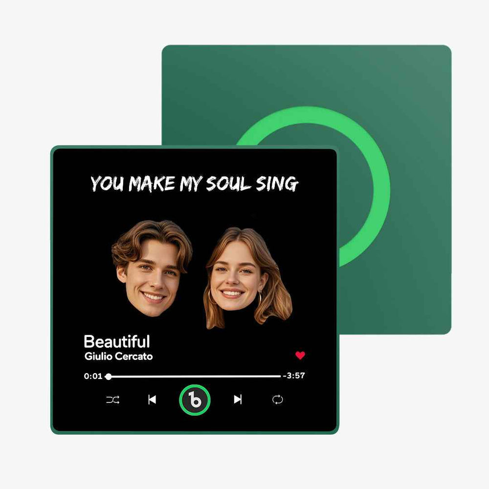 FridgeBeats Framed Custom Music Fridge Magnet Custom Face Text Fridge Magnet Album Fridge Magnet Music Wall Photo Sticker Gift for Couple