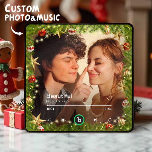 FridgeBeats 4.0 Pro framed customised music and photo fridge magnet on stainless fridge — Bluetooth personalised keepsake
