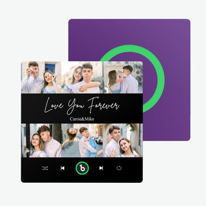 FridgeBeats frameless personalised photo & music fridge magnet with colourful album-style sticker — custom music fridge magnet, perfect Valentine’s Day gift