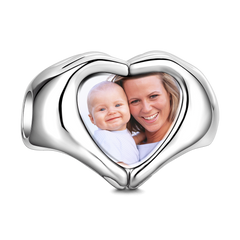 Personalised Finger Heart Photo Charm in S925 Sterling Silver