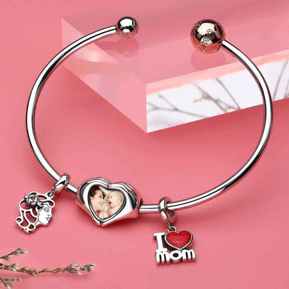 Custom Fingers Heart Photo Charm S925 Silver