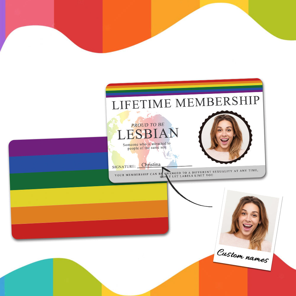 Single personalised PVC pride card on plain background showing wipe-clean surface and sturdy construction for everyday carry as a gay pride membership card