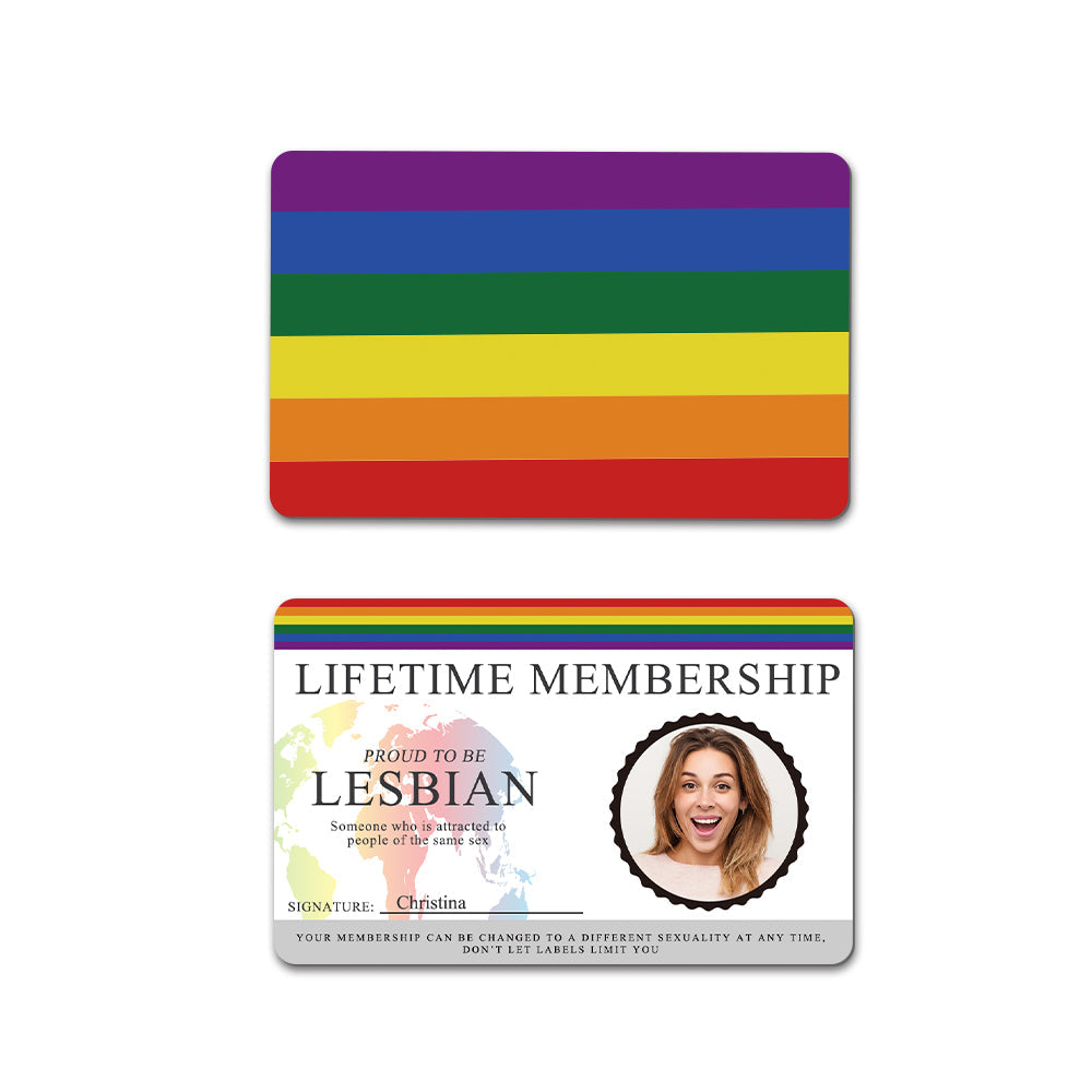 High-resolution print detail on personalised rainbow flag card highlighting vibrant colours and long-lasting PVC print quality for a personalised pride card