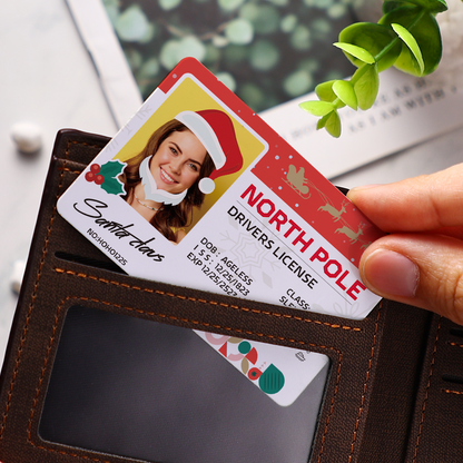 Personalised Christmas wallet photo card showing a high-resolution portrait — durable wallet insert print, ideal Christmas gift for him