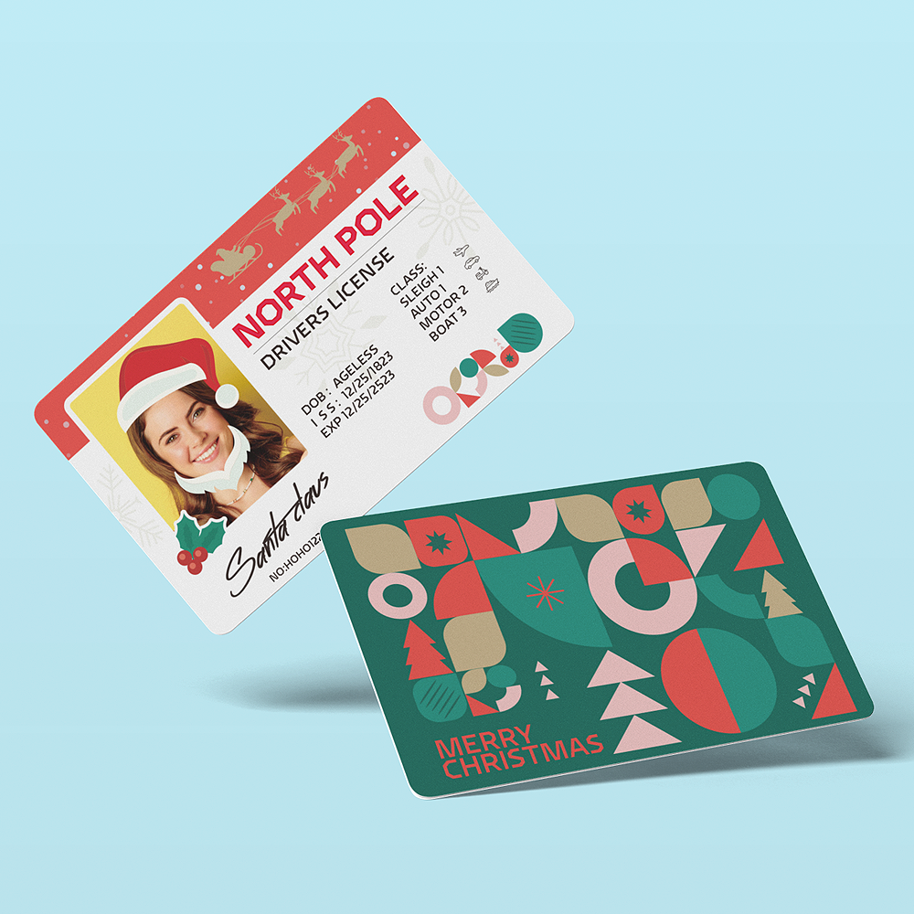 Front and reverse of a personalised wallet photo card displaying a clear image and space for personalised text or music file — wallet insert print