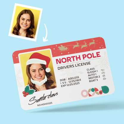 Personalised Christmas wallet photo card showing a high-resolution portrait — durable wallet insert print, ideal Christmas gift for him