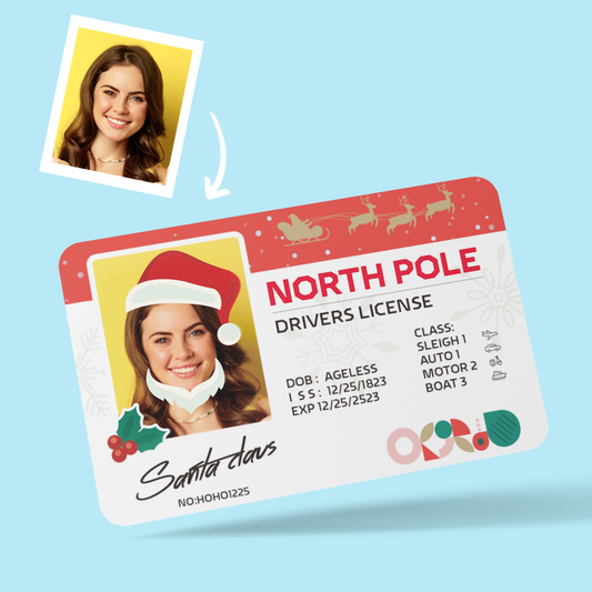 Personalised Christmas wallet photo card showing a high-resolution portrait — durable wallet insert print, ideal Christmas gift for him