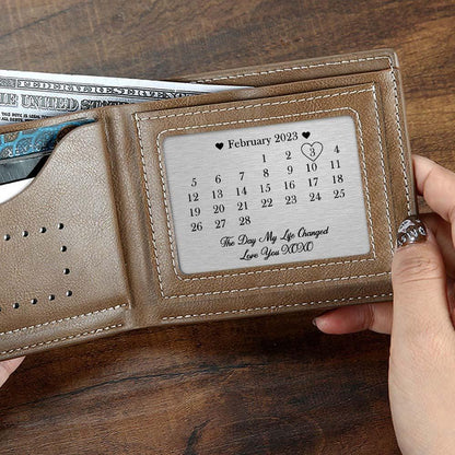 Personalised 'Day My Life Changed' Metal Wallet Card - Unique Anniversary & Father's Day Gift UK