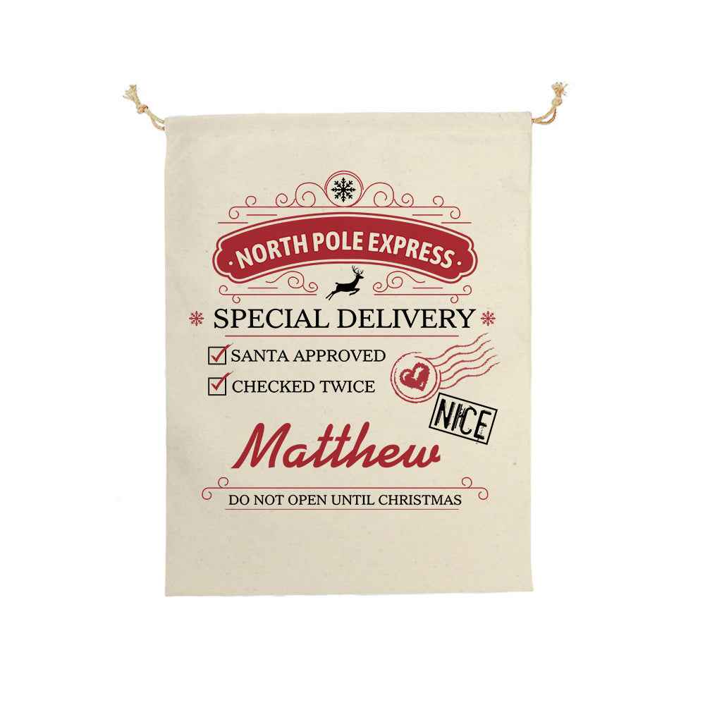 Personalised Large Santa Sack Special Delivery From Santa Christmas Gift Bag for Kids