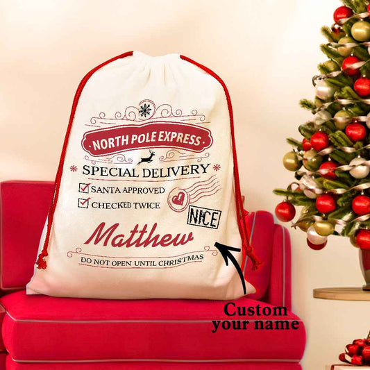 Personalised Large Santa Sack Special Delivery From Santa Christmas Gift Bag for Kids