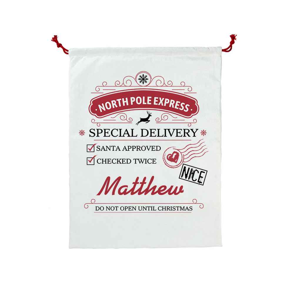 Personalised Large Santa Sack Special Delivery From Santa Christmas Gift Bag for Kids