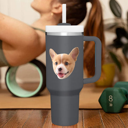 Personalised 40oz Insulated Mug with Handle & Straw | Custom Photo Travel Cup