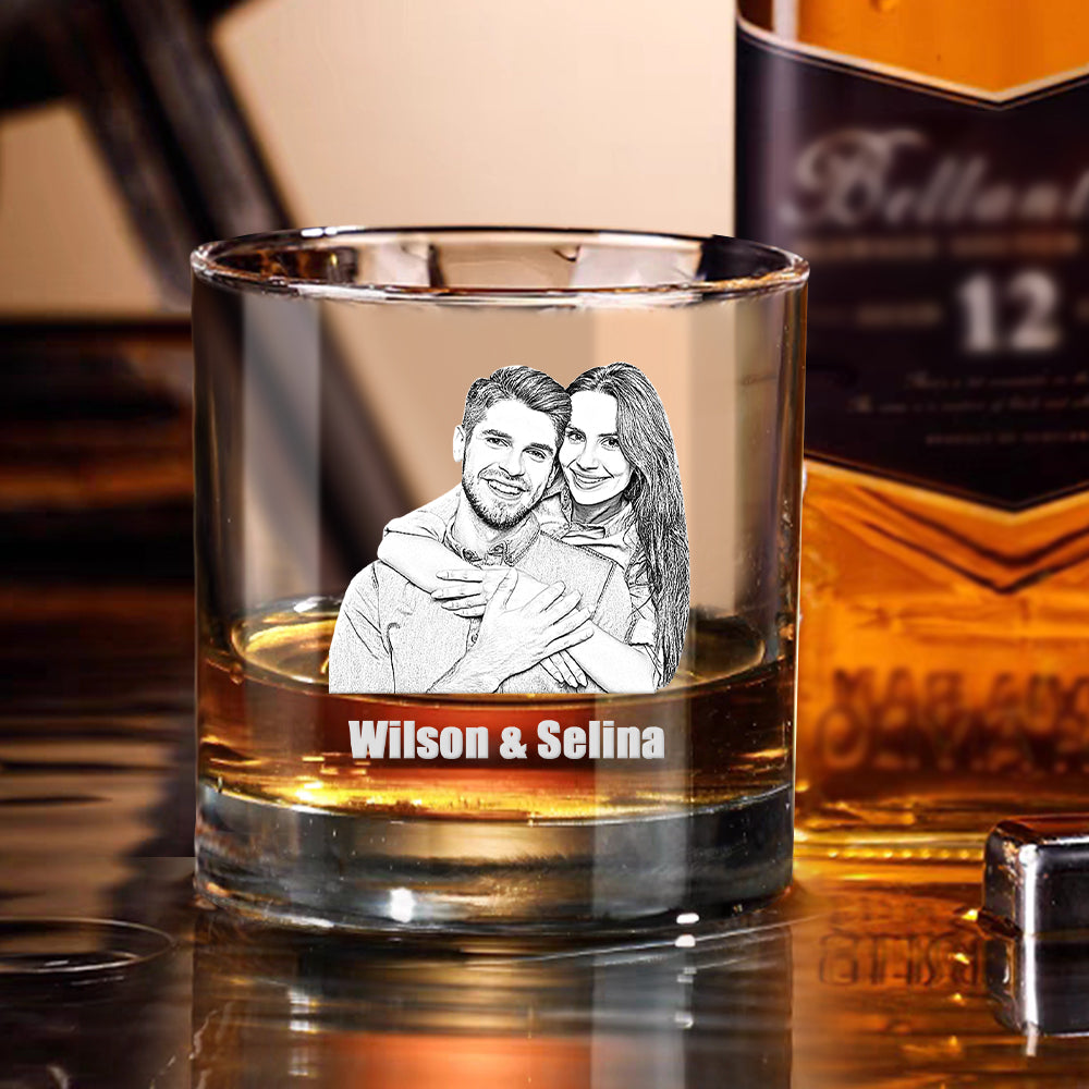 Personalised Whisky Glass Wedding Gift - Custom Engraved Glassware for Couples