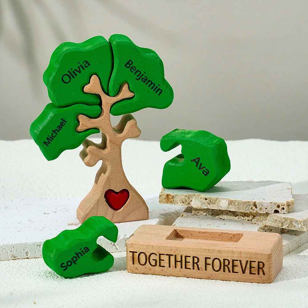Holz-stammbaum-puzzle Mit Individuellen Namen, Heimdekoration, Einweihungsgeschenke