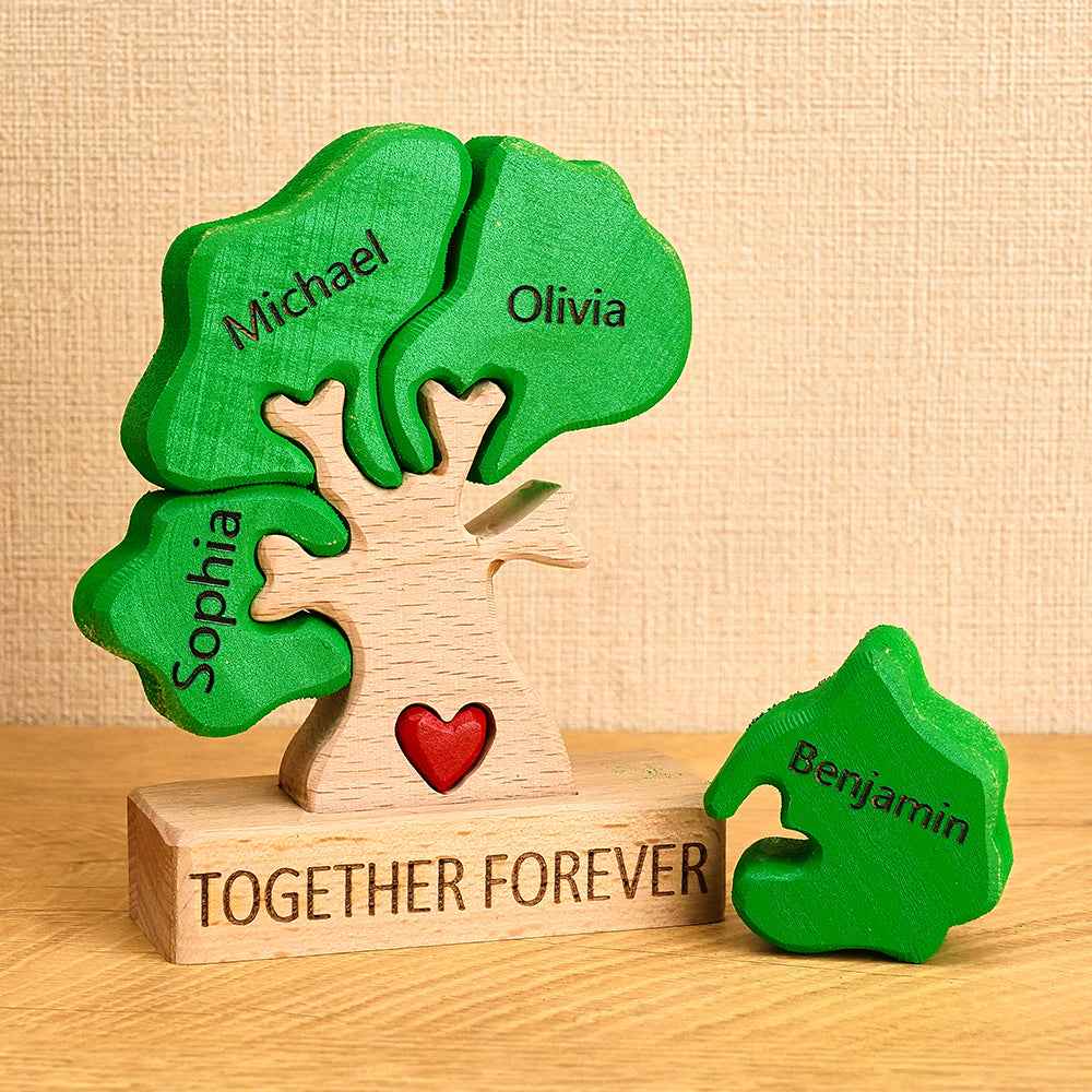 Holz-stammbaum-puzzle Mit Individuellen Namen, Heimdekoration, Einweihungsgeschenke