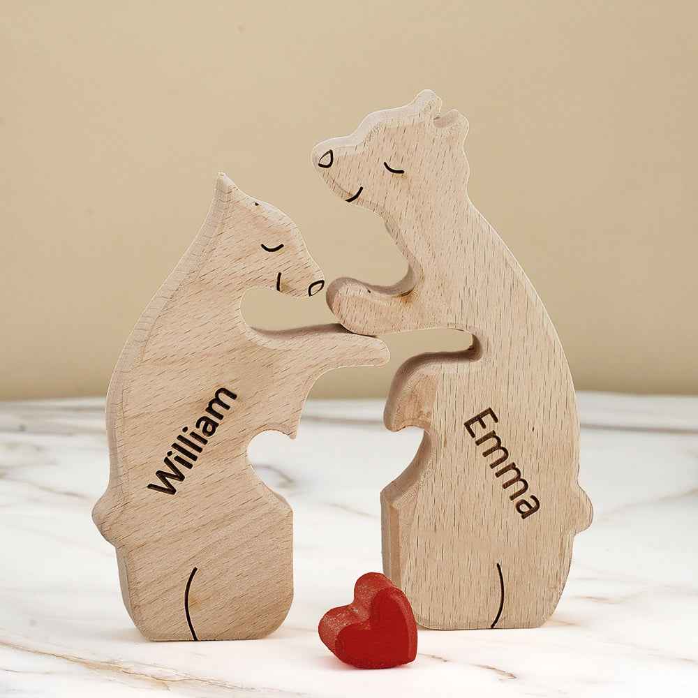 Puzzle Personalizzato Per Famiglie Con Orsi In Legno, Nomi Personalizzati, Regali Per Decorazioni Per La Casa