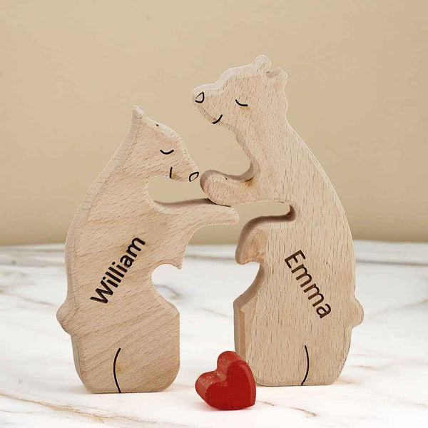 Puzzle Personalizzato Per Famiglie Con Orsi In Legno, Nomi Personalizzati, Regali Per Decorazioni Per La Casa