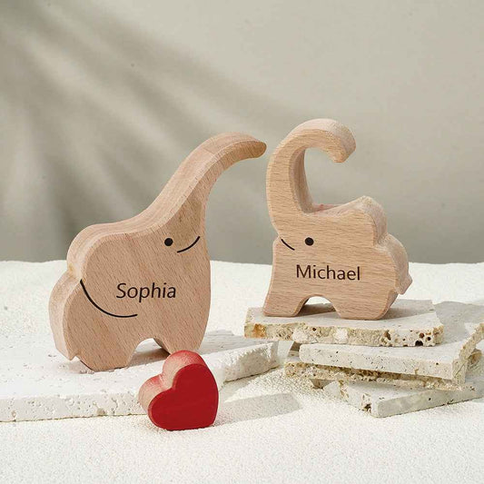 Holz-familien-elefant-puzzle Mit Individuellen Namen, Heimdekoration, Einweihungsgeschenke