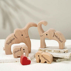 Holz-familien-elefant-puzzle Mit Individuellen Namen, Heimdekoration, Einweihungsgeschenke