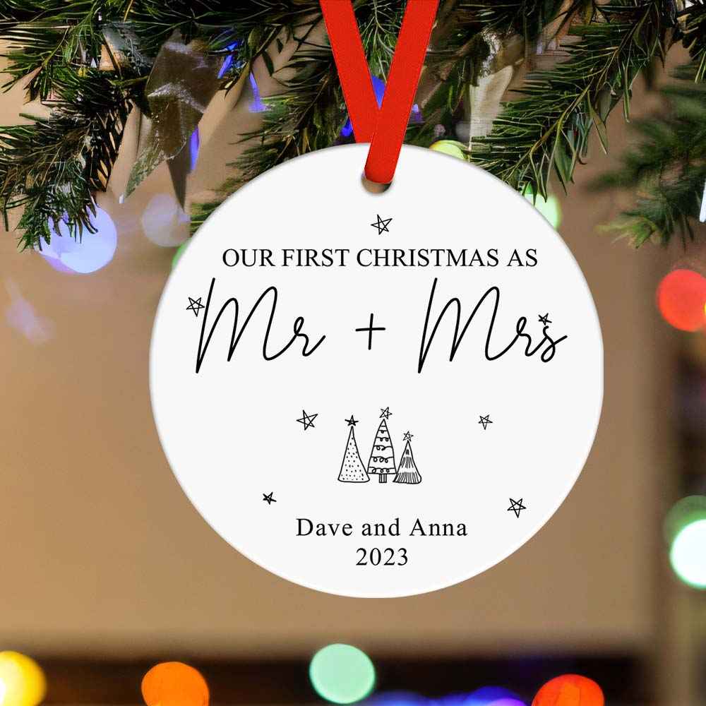 First Christmas As Mr and Mrs Custom Name Ornament 2023 Christmas Gift