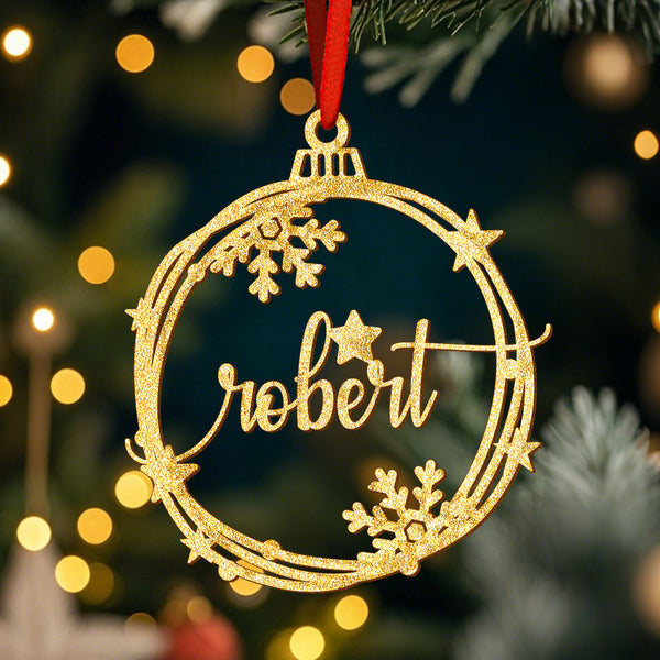 Personalised Christmas Ornament with Name - Custom Gold Tree Decoration Gift