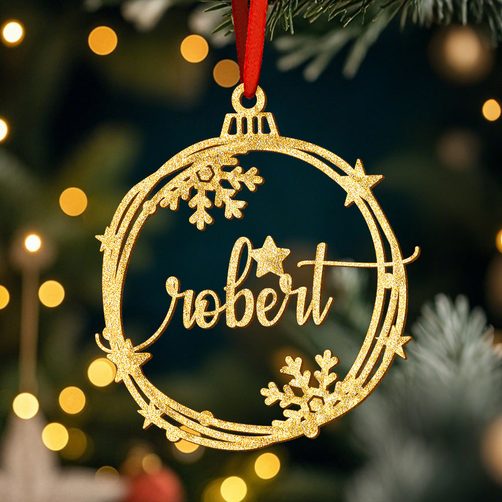 Personalised Christmas Ornament with Name - Custom Gold Tree Decoration Gift