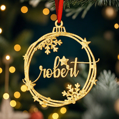 Personalised Christmas Ornament with Name - Custom Gold Tree Decoration Gift