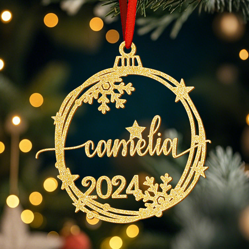 Personalised Christmas Ornament with Name - Custom Gold Tree Decoration Gift