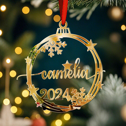 Personalised Christmas Ornament with Name - Custom Gold Tree Decoration Gift