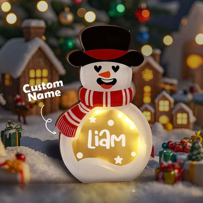 Personalized snowman night light, a cozy Christmas gift.