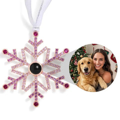 Personalised Pink Snowflake Photo Ornament - Custom Projection Christmas Gift