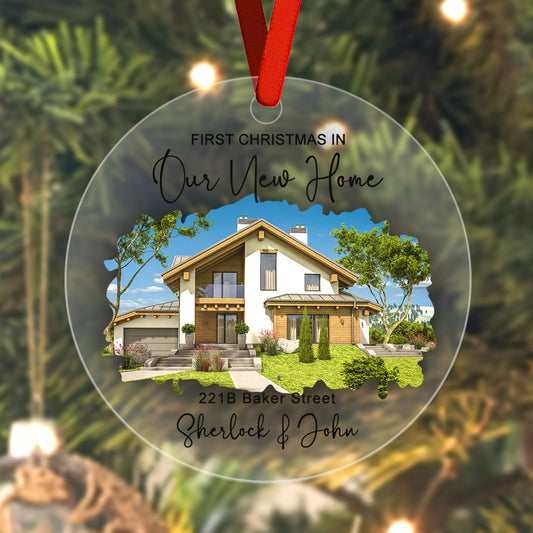 Personalised New Home Photo Hanging Ornament - Custom Watercolour Housewarming Gift