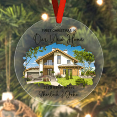 Personalised New Home Photo Hanging Ornament - Custom Watercolour Housewarming Gift