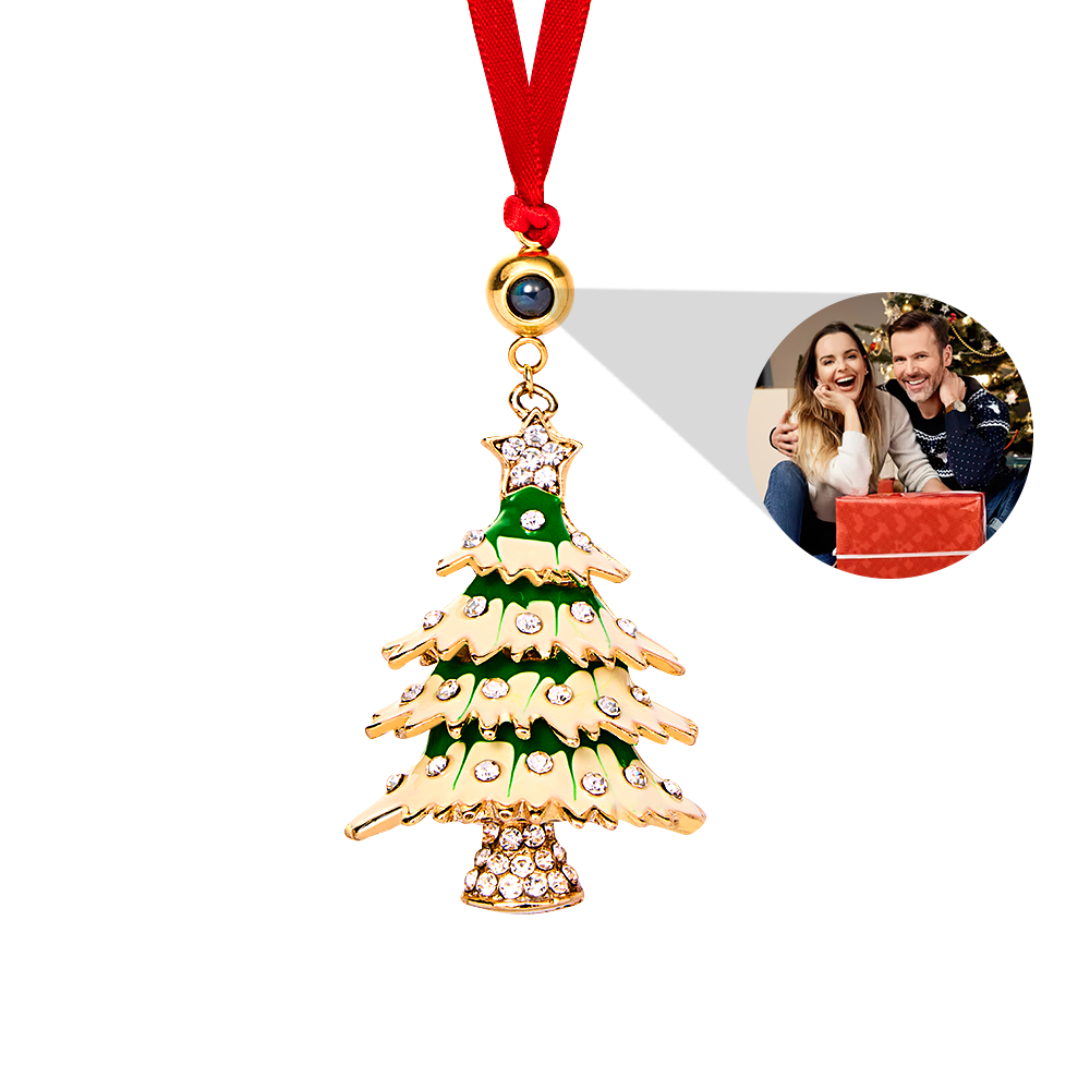 Personalised Diamond Hollow Christmas Tree Photo Projection Ornament | Unique Gift