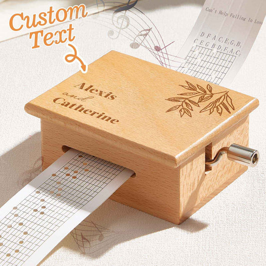 Custom Text Hand-Cranked Paper Strip Music Box – 15-Note Movement with 2 Pre-Printed Melodies (15 Seconds Each)