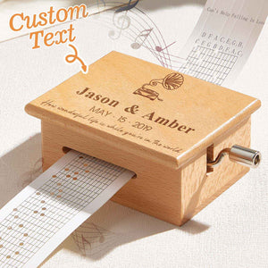 Custom Text Hand-Cranked Paper Strip Music Box – 15-Note Movement with 2 Pre-Printed Melodies (15 Seconds Each)