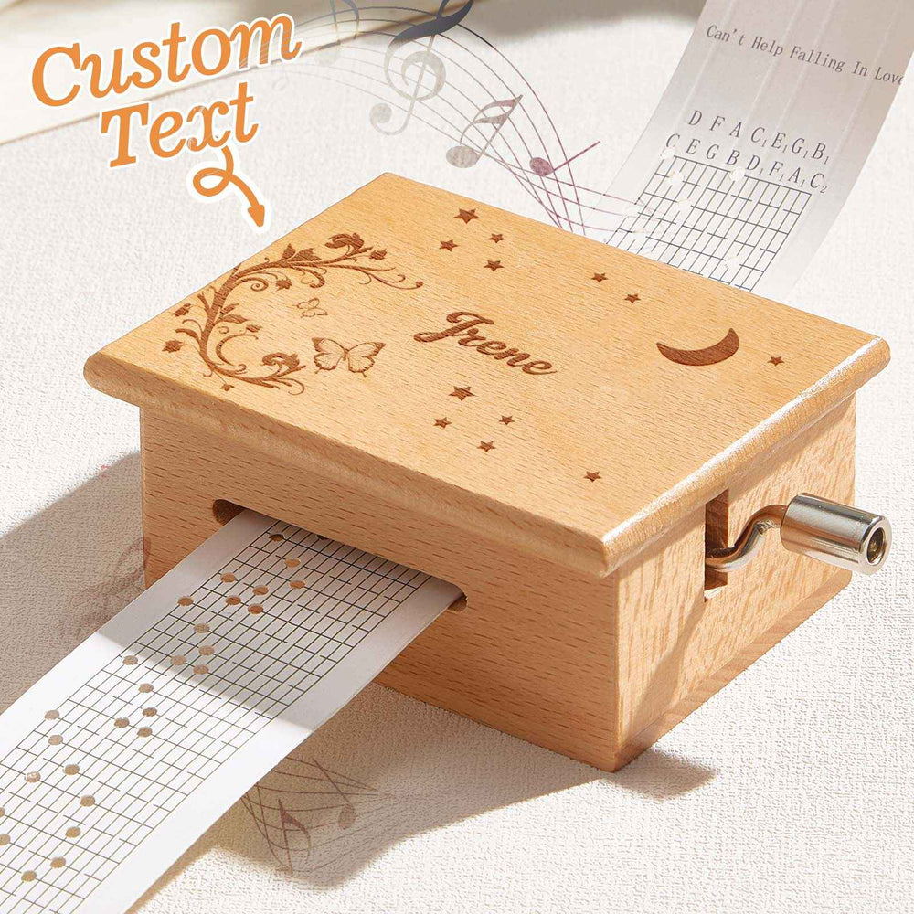Custom Text Hand-Cranked Paper Strip Music Box – 15-Note Movement with 2 Pre-Printed Melodies (15 Seconds Each)