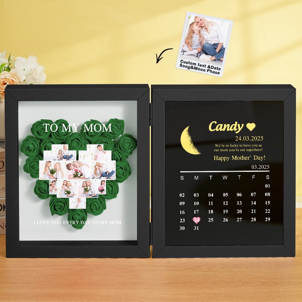 Personalised shadow box displayed with cards and flowers – ideal Mother's Day and birthday gift for Mum