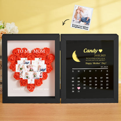 Back view showing hanging hardware and secure frame on personalised flower shadow box – ready to mount as home decor gift