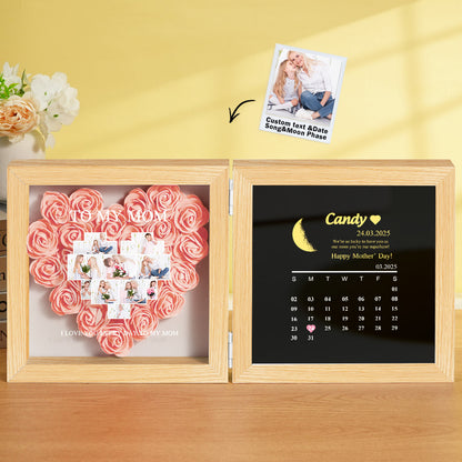 Shadow box hung on a hallway wall as personalised home decor – elegant Mother's Day gift for Mum