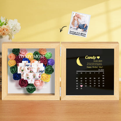 Multiple angle shots showing layered depth and floral placement in personalised flower shadow box – premium personalised gift