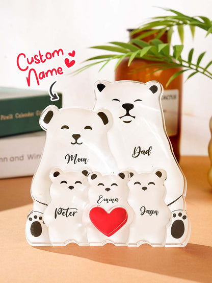 Hand-held personalised acrylic bear puzzle to show scale — custom-engraved family names, ideal keepsake gift for Mum