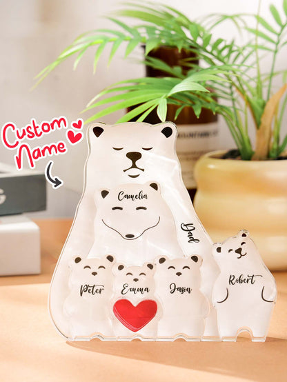 Silhouette close-up of bear parent and cubs on the Personalised Bear Family Puzzle, customisable keepsake celebrating single-parent family bonds