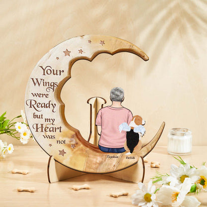 Personalised Memorial Dog Moon Wooden Art - Custom Pet Gift & Home Decoration