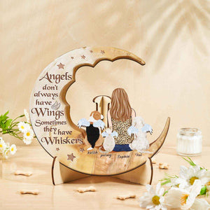 Custom Memorial Dog Moon Wooden Art Memorial Gift Idea for Cat Home Decorations