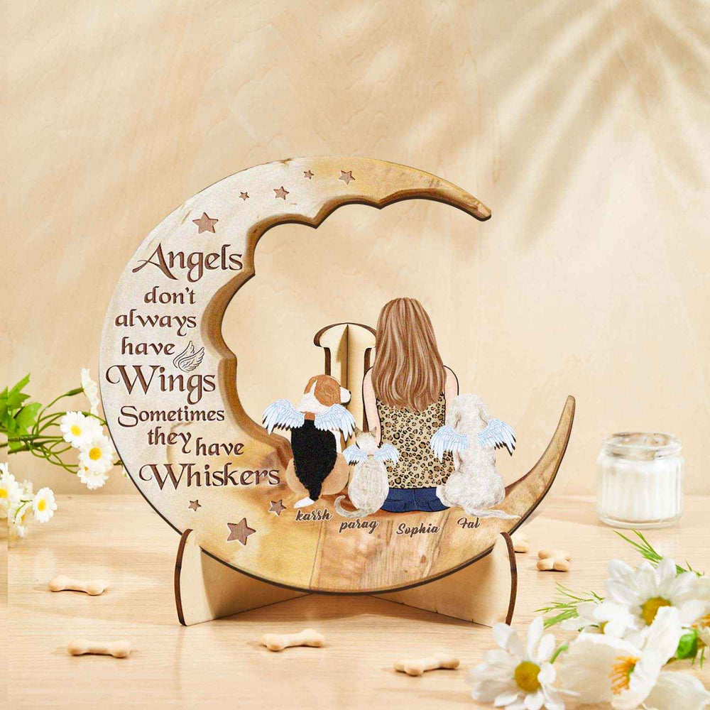 Custom Memorial Dog Moon Wooden Art Memorial Gift Idea for Cat Home Decorations