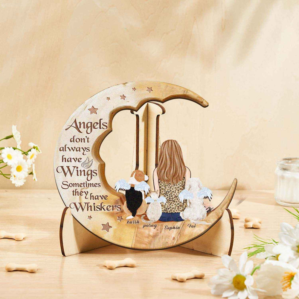 Custom Memorial Dog Moon Wooden Art Memorial Gift Idea for Cat Home Decorations