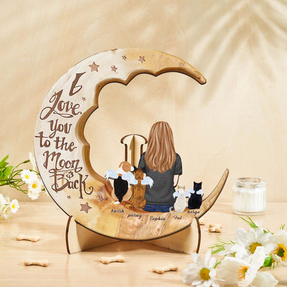 Personalised Memorial Dog Moon Wooden Art - Custom Pet Gift & Home Decoration