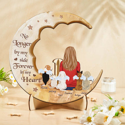 Personalised Memorial Dog Moon Wooden Art - Custom Pet Gift & Home Decoration
