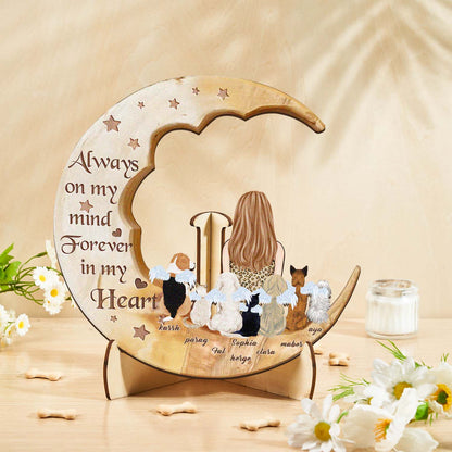 Personalised Memorial Dog Moon Wooden Art - Custom Pet Gift & Home Decoration